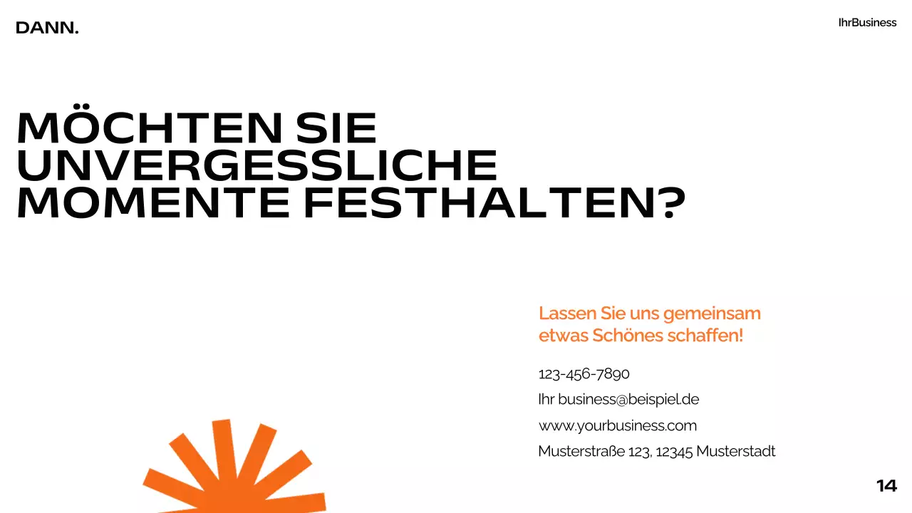 Orange Schwarz Weiß Modern Minimal Bold Business Pitch Deck Proposal
