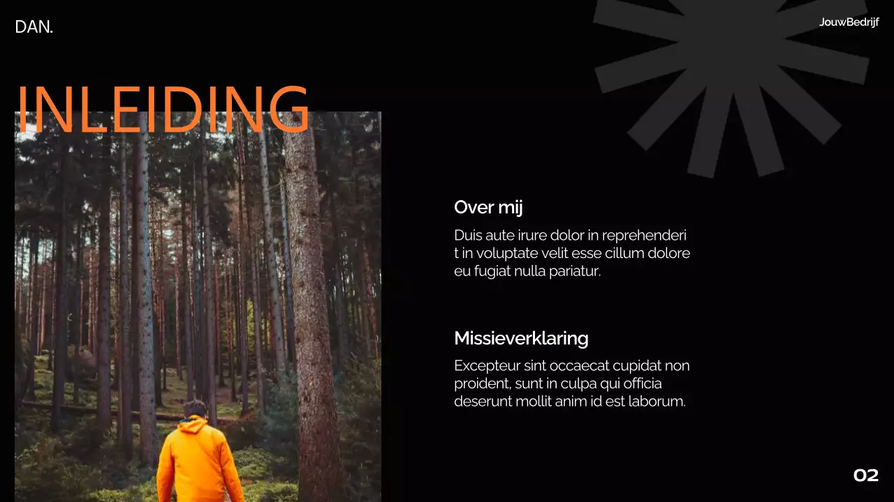 Oranje Zwart Wit Modern Minimaal Vet Zakelijk Pitch Deck Voorstel