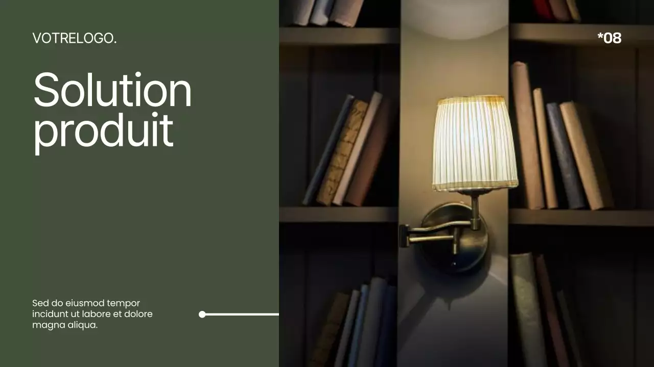 Kaki Blanc Minimal Moderne Elégant Revue de conception de produit Campagne de pitch produit