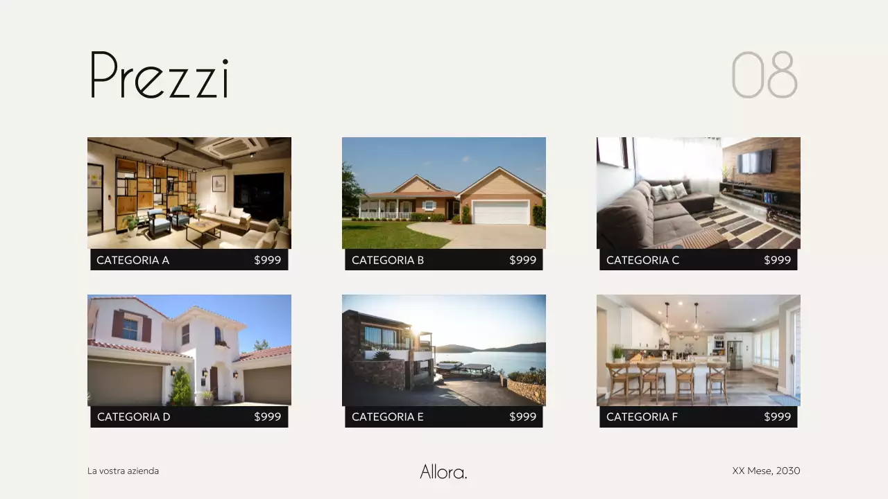 Avorio Nero Elegante Minimale Moderna Proprietà Alloggi Campagna Agenzia Pitch