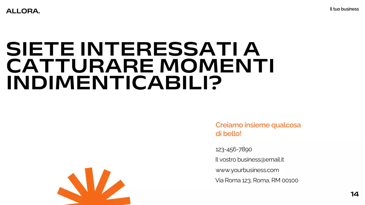 Arancione Nero Bianco Moderno Minimal Bold Business Pitch Deck Proposta