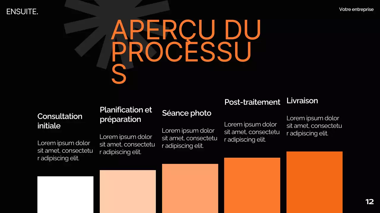 Orange Noir Blanc Moderne Minimal Gras Business Pitch Deck Proposition