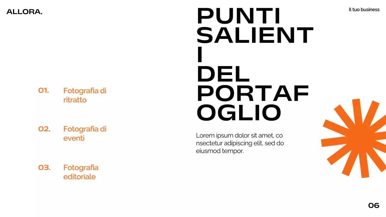 Arancione Nero Bianco Moderno Minimal Bold Business Pitch Deck Proposta