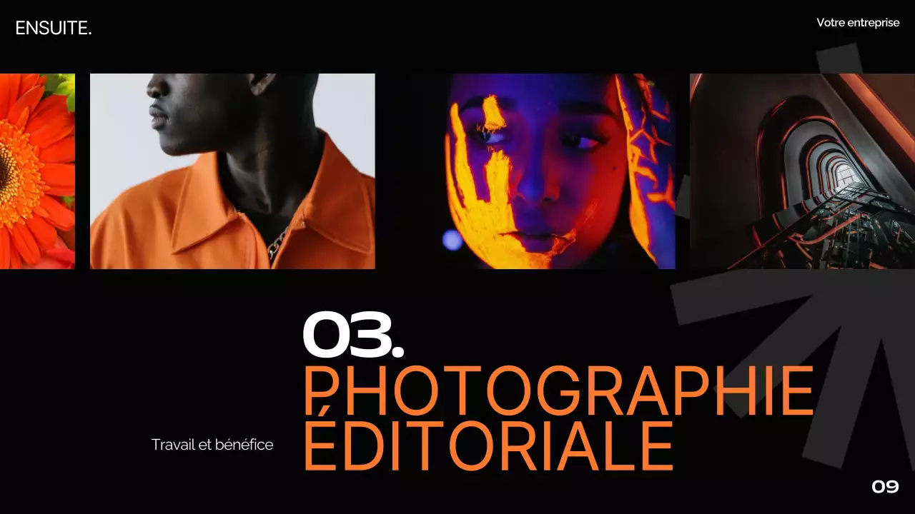 Orange Noir Blanc Moderne Minimal Gras Business Pitch Deck Proposition