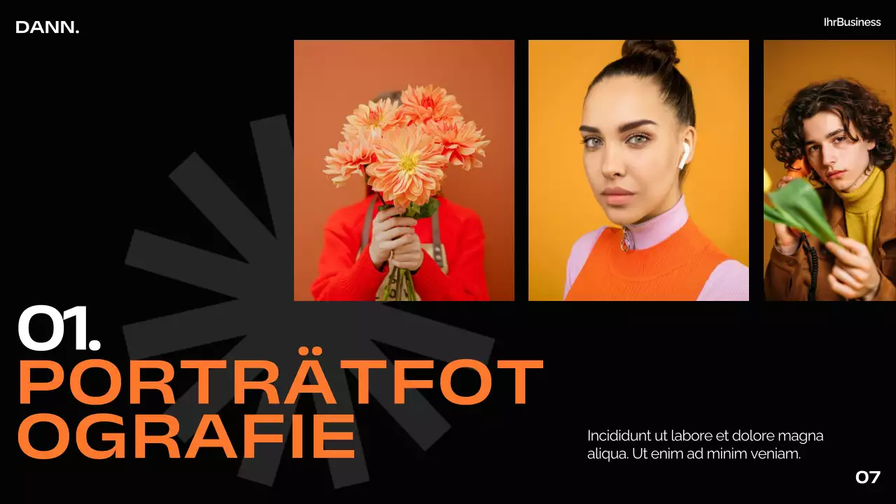 Orange Schwarz Weiß Modern Minimal Bold Business Pitch Deck Proposal