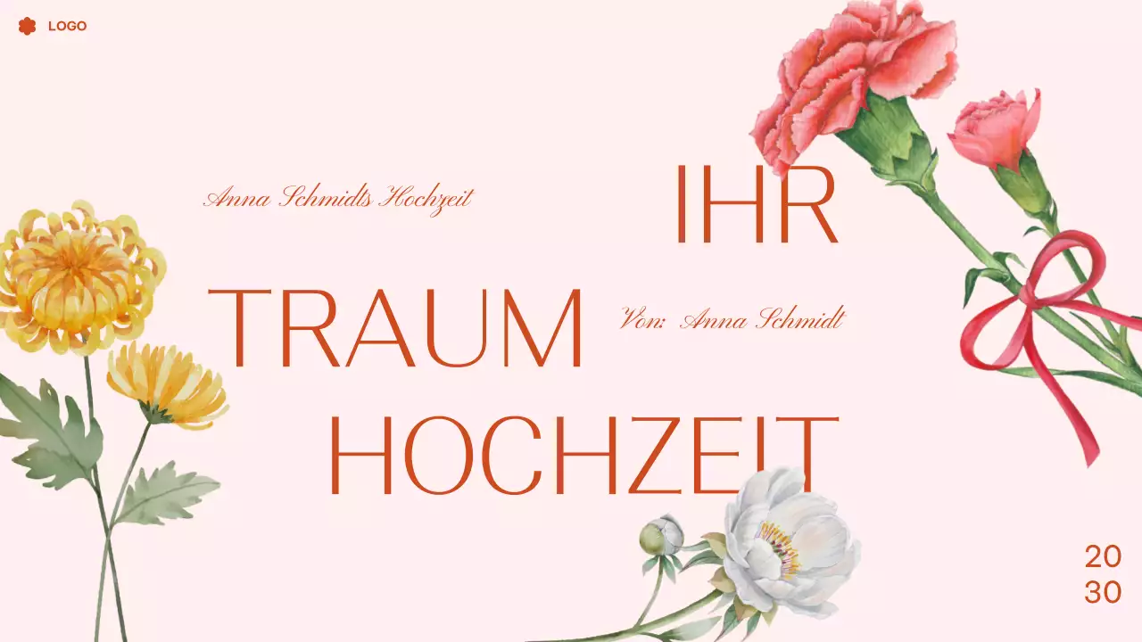 Rosa Tropische Blumen Aquarell Traum Hochzeit Präsentation