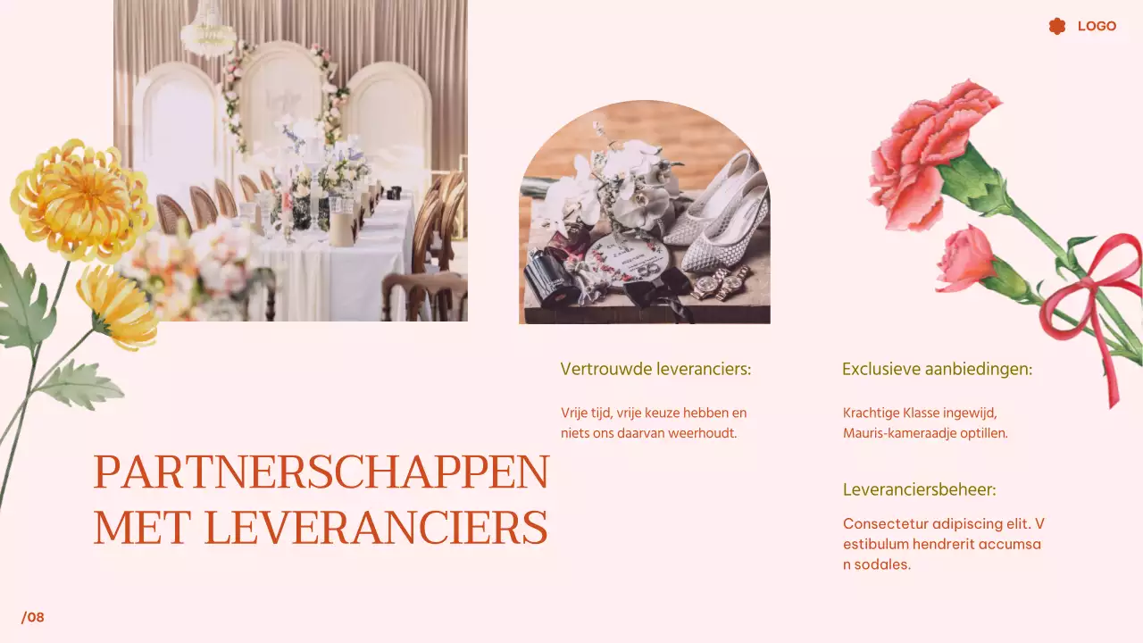 Roze tropische bloemen aquarel bruiloft presentatie