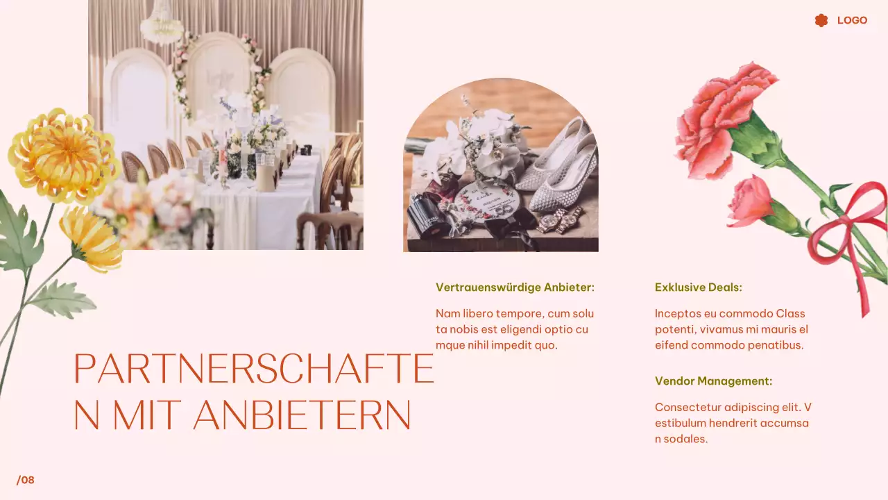 Rosa Tropische Blumen Aquarell Traum Hochzeit Präsentation