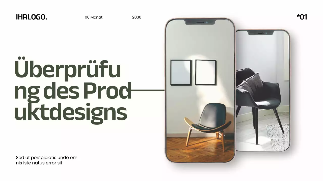 Khaki Weiß Minimal Modern Elegant Produktdesign Rückblick Produkt Pitch Kampagne
