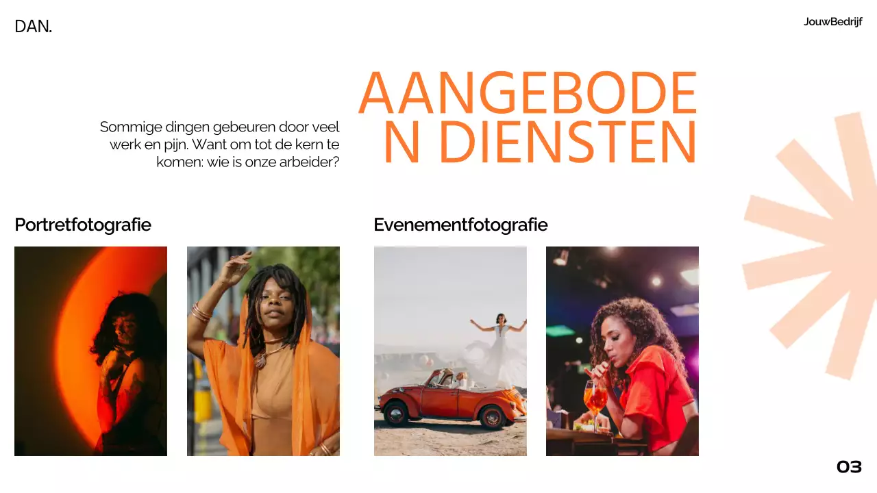 Oranje Zwart Wit Modern Minimaal Vet Zakelijk Pitch Deck Voorstel