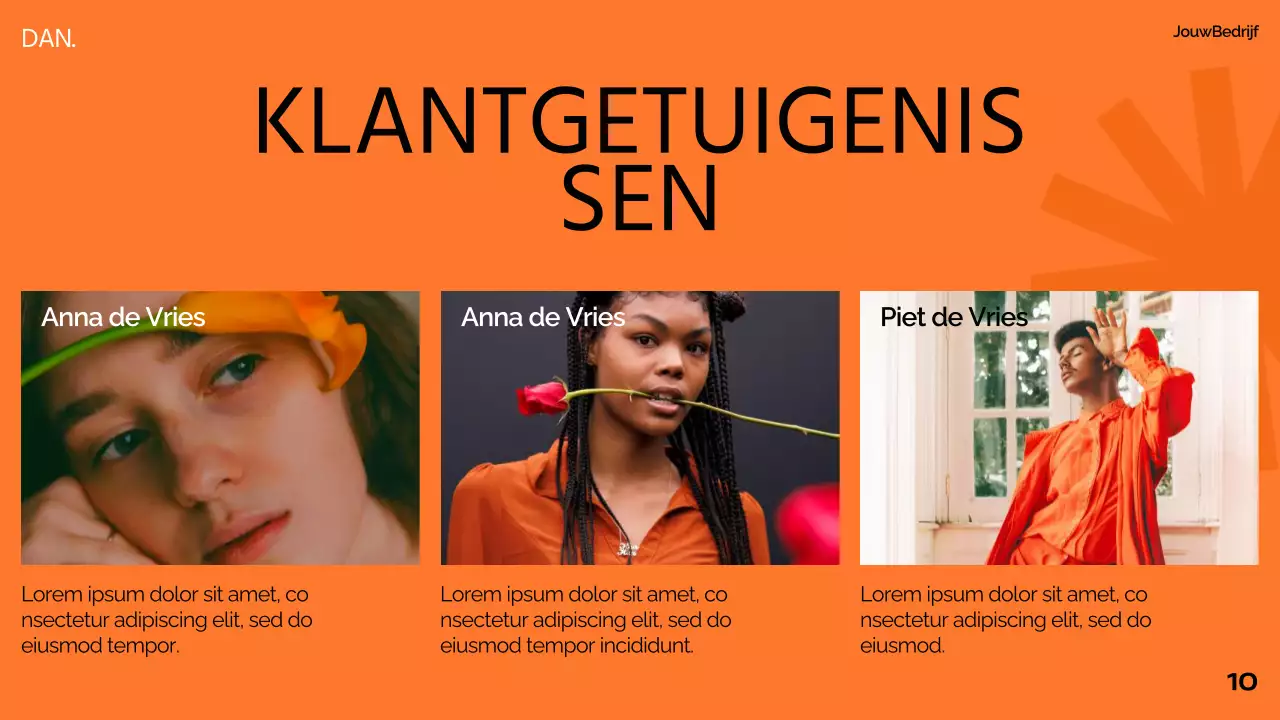 Oranje Zwart Wit Modern Minimaal Vet Zakelijk Pitch Deck Voorstel