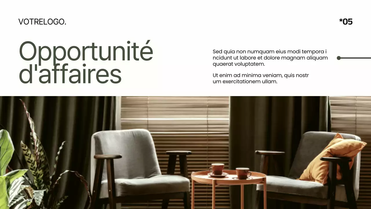 Kaki Blanc Minimal Moderne Elégant Revue de conception de produit Campagne de pitch produit