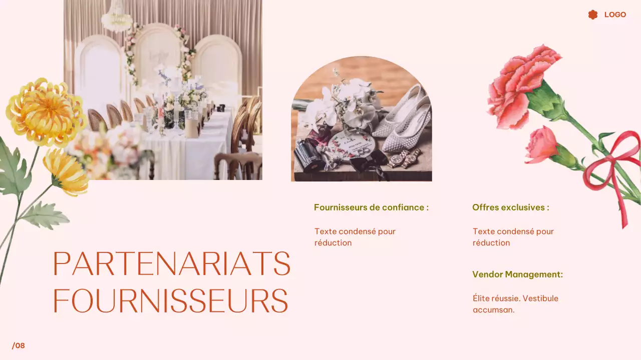 Présentation d'un mariage de rêve avec fleurs tropicales roses et aquarelle