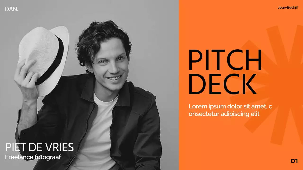 Oranje Zwart Wit Modern Minimaal Vet Zakelijk Pitch Deck Voorstel