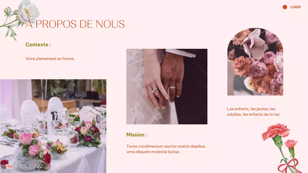 Présentation d'un mariage de rêve avec fleurs tropicales roses et aquarelle