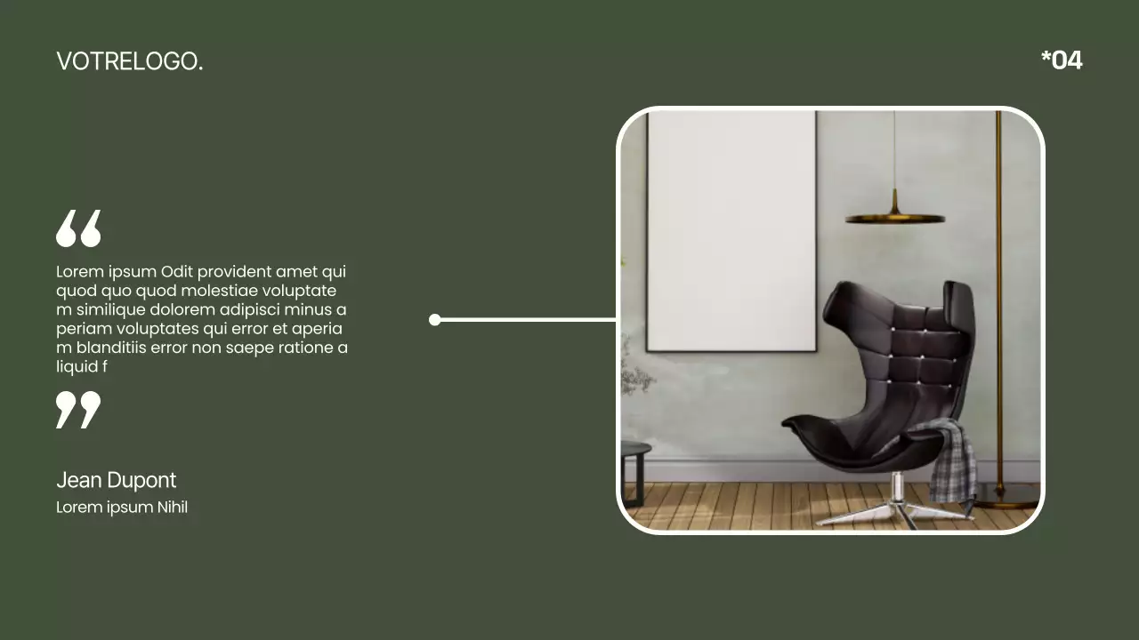 Kaki Blanc Minimal Moderne Elégant Revue de conception de produit Campagne de pitch produit