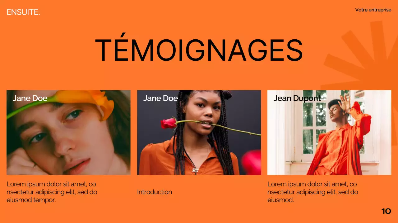 Orange Noir Blanc Moderne Minimal Gras Business Pitch Deck Proposition