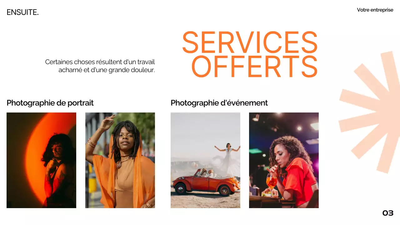 Orange Noir Blanc Moderne Minimal Gras Business Pitch Deck Proposition