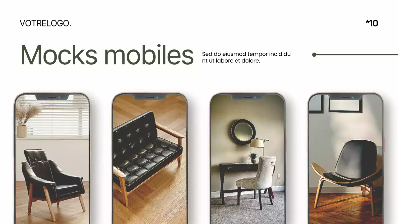 Kaki Blanc Minimal Moderne Elégant Revue de conception de produit Campagne de pitch produit