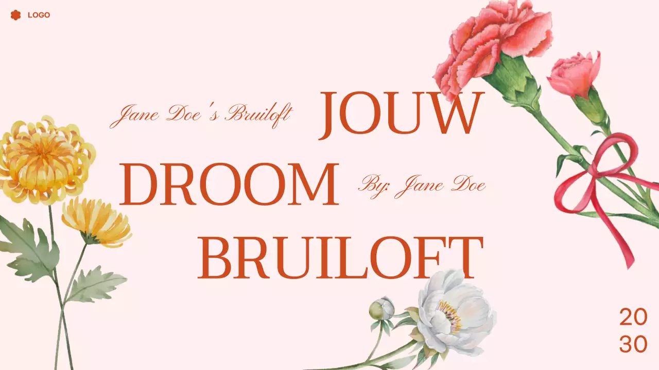 Roze tropische bloemen aquarel bruiloft presentatie