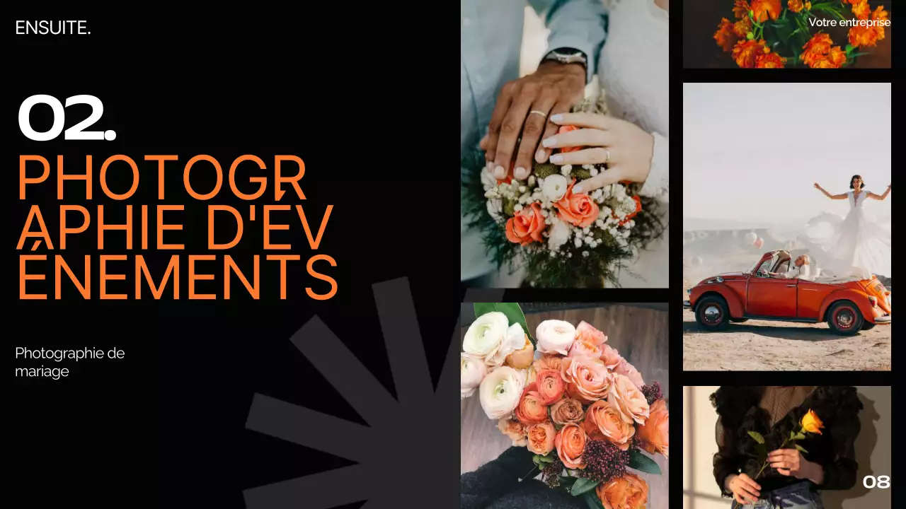 Orange Noir Blanc Moderne Minimal Gras Business Pitch Deck Proposition