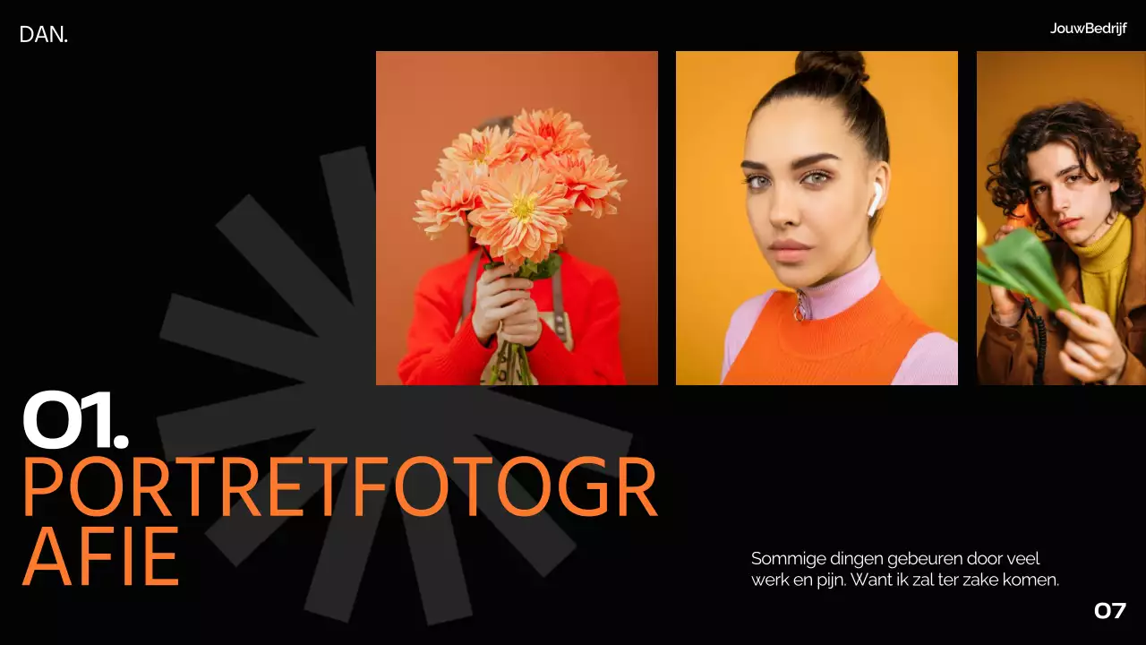 Oranje Zwart Wit Modern Minimaal Vet Zakelijk Pitch Deck Voorstel