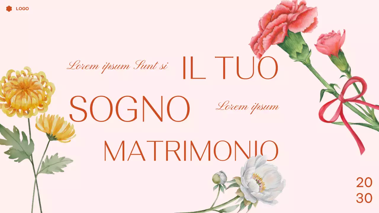 Presentazione del matrimonio da sogno con acquerello floreale rosa tropicale
