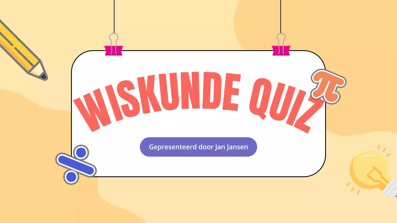 Gele animatie wiskunde quiz studiemateriaal