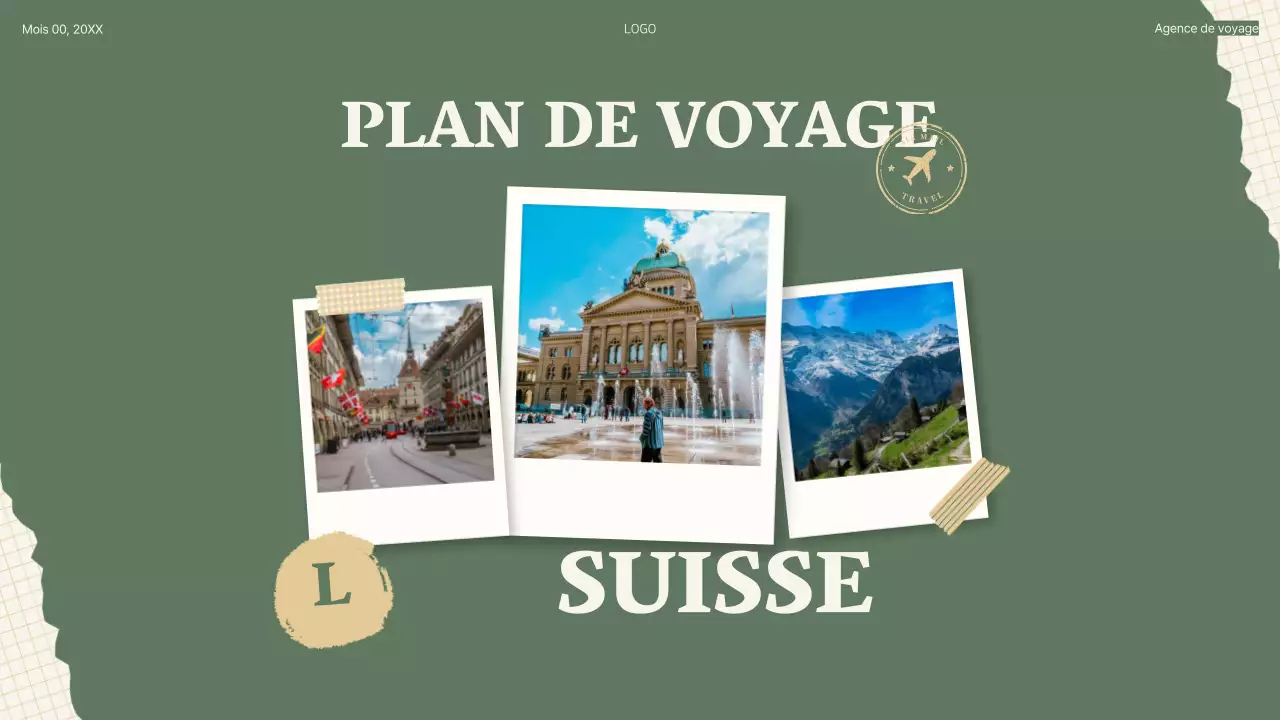 Vert Beige Rétro Collage Plan de voyage Itinéraire