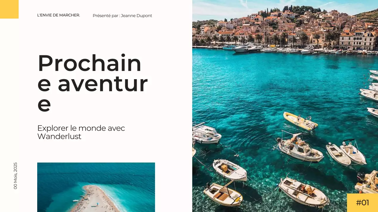 Blanc Jaune Moderne Simple Minimal Présentation Agence de Voyage Campagne Publicitaire