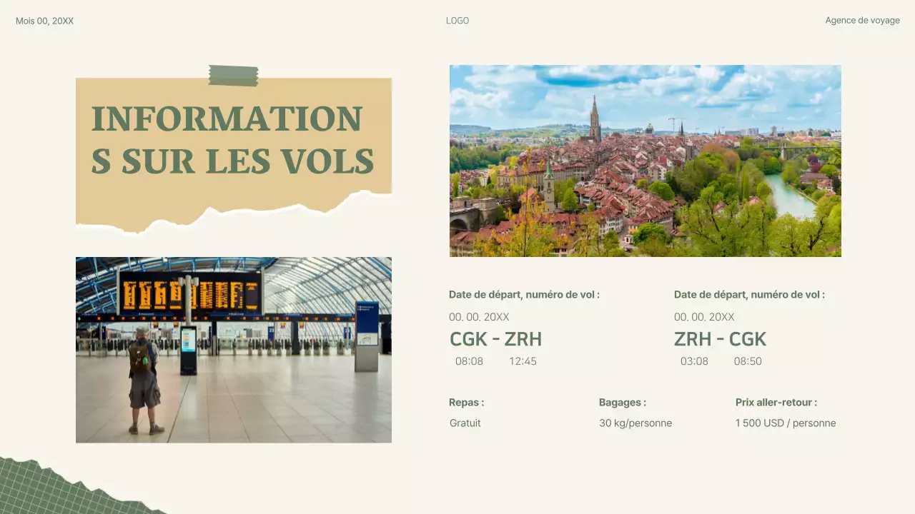 Vert Beige Rétro Collage Plan de voyage Itinéraire