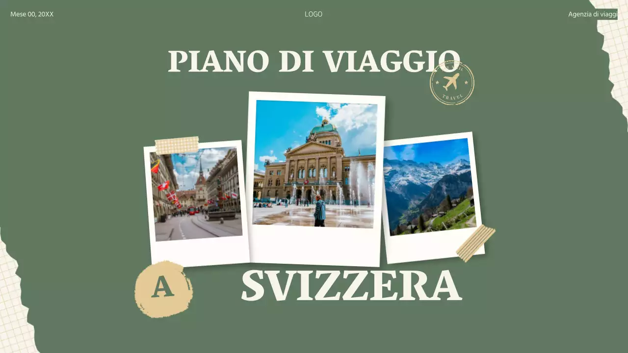 Verde Beige Retro Collage Piano di viaggio Itinerario