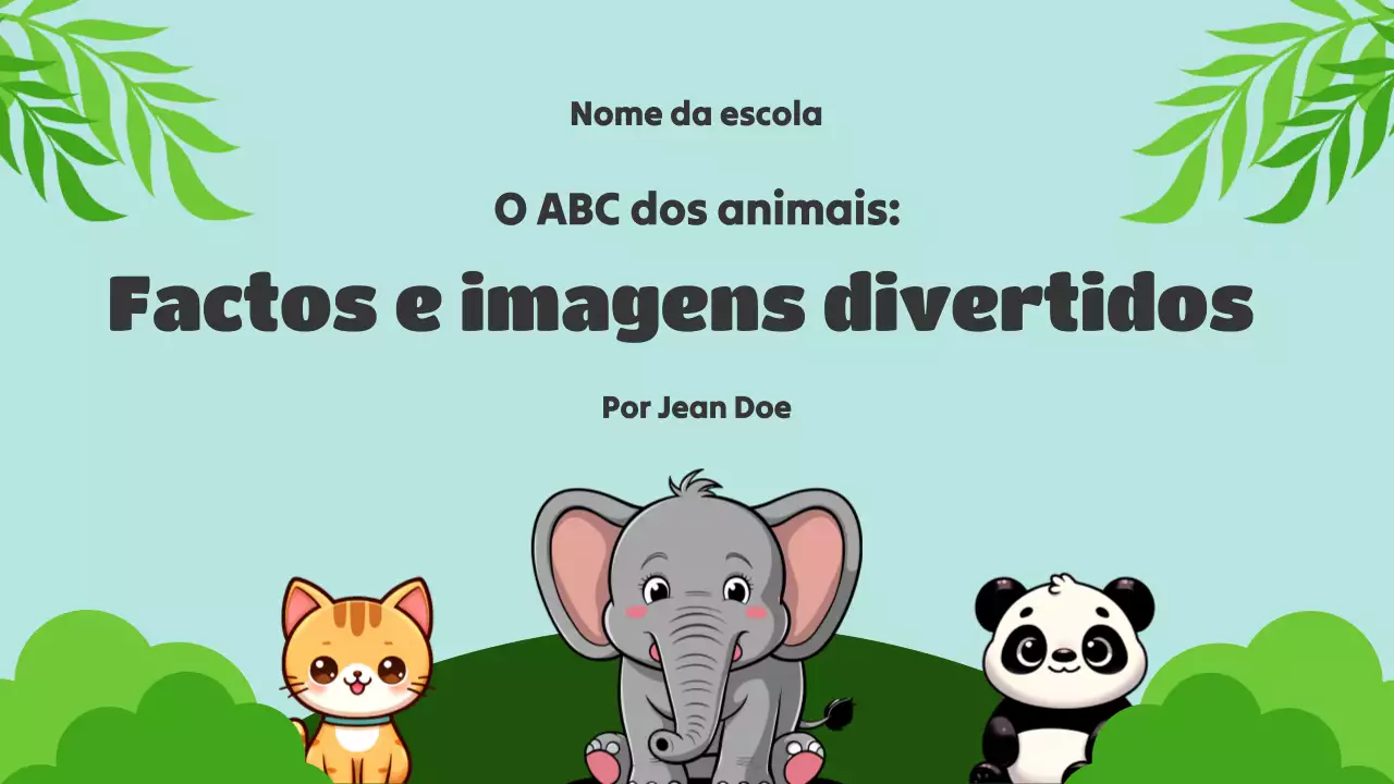 Animação Verde O ABC dos Animais Materiais de Estudo