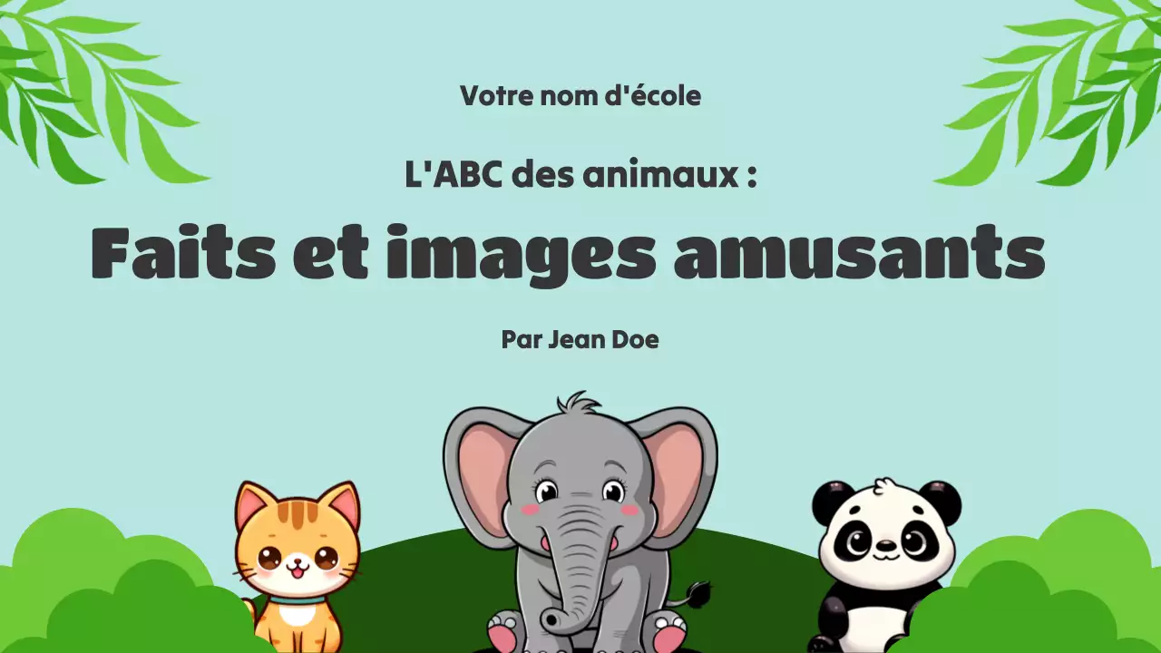 Animation verte L'ABC des animaux Matériel d'étude