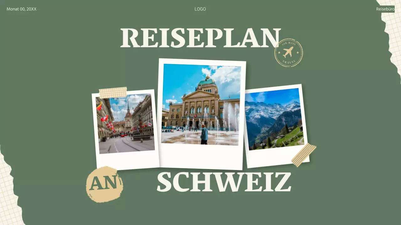 Grün Beige Retro Collage Reiseplan Reiseroute