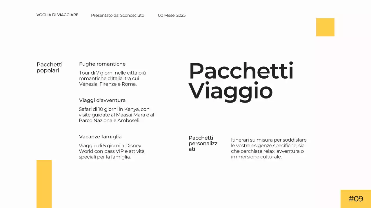 Bianco Giallo Moderno Semplice Minimale Presentazione Agenzia Viaggi Campagna Pubblicitaria