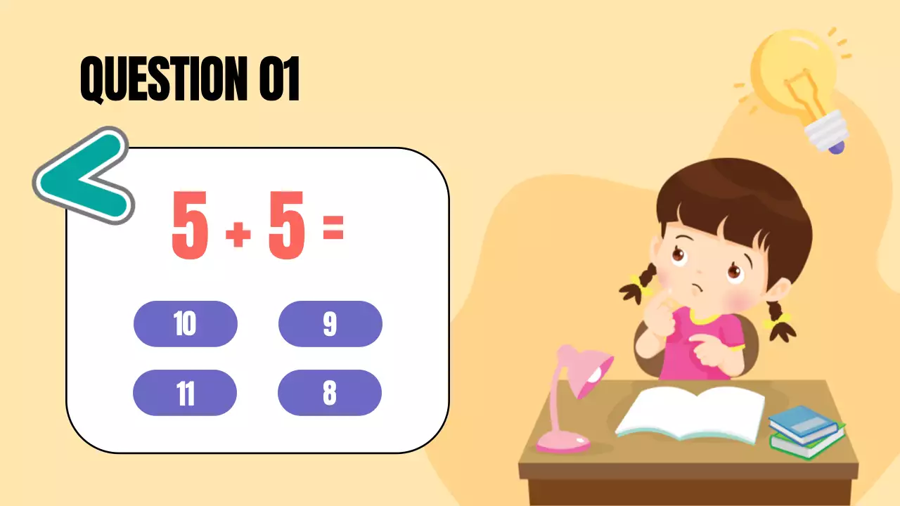 Yellow Animation Math Quiz Study Material