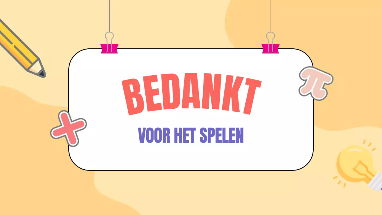 Gele animatie wiskunde quiz studiemateriaal