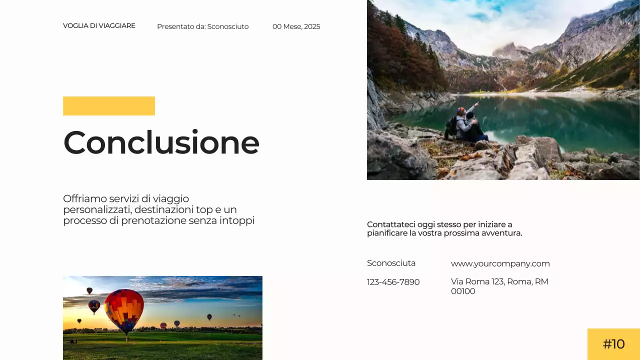 Bianco Giallo Moderno Semplice Minimale Presentazione Agenzia Viaggi Campagna Pubblicitaria
