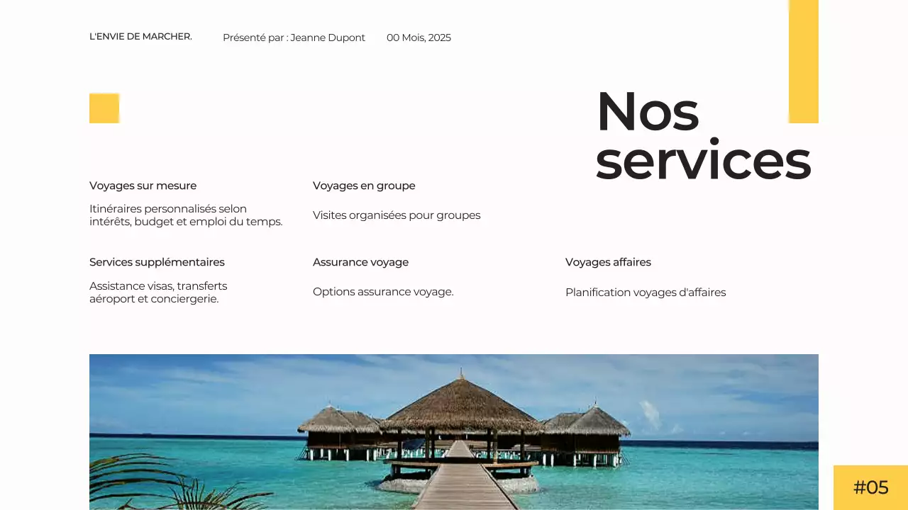 Blanc Jaune Moderne Simple Minimal Présentation Agence de Voyage Campagne Publicitaire