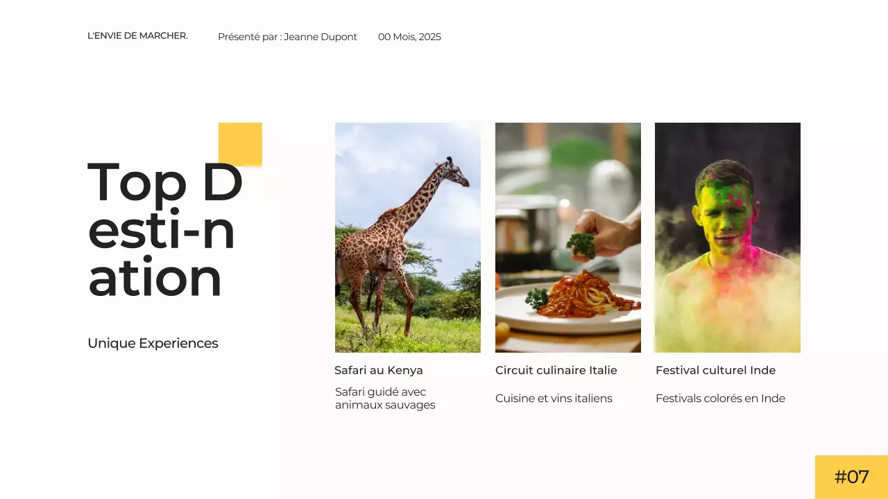 Blanc Jaune Moderne Simple Minimal Présentation Agence de Voyage Campagne Publicitaire