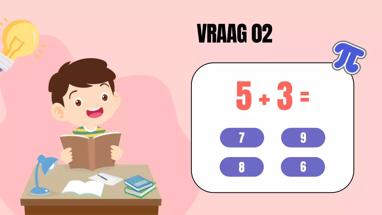 Gele animatie wiskunde quiz studiemateriaal