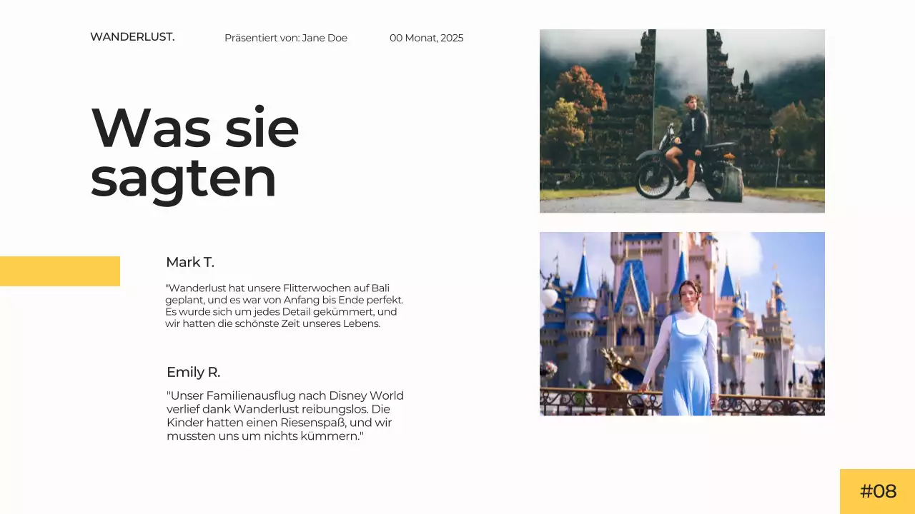 Weiß Gelb Modern Einfach Minimal Reisebüro Präsentation Werbekampagne