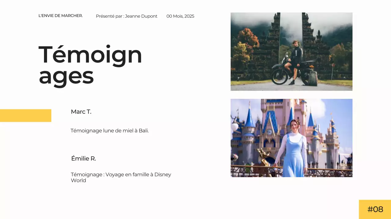 Blanc Jaune Moderne Simple Minimal Présentation Agence de Voyage Campagne Publicitaire