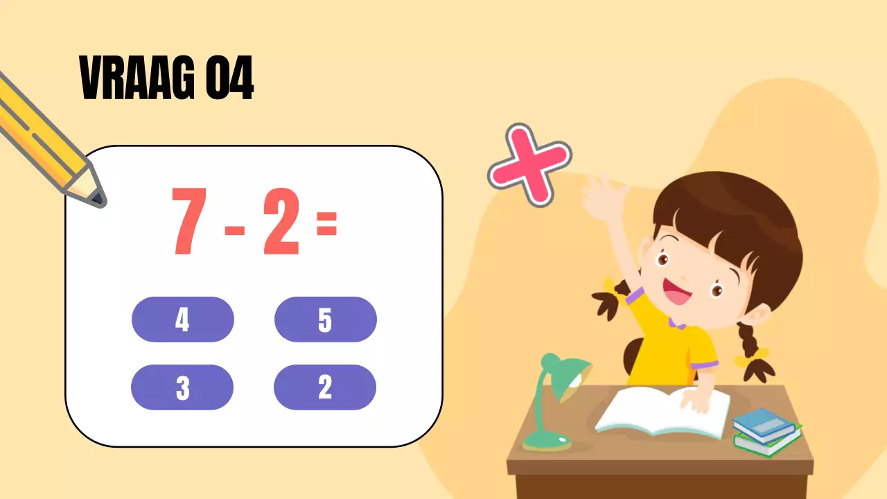 Gele animatie wiskunde quiz studiemateriaal