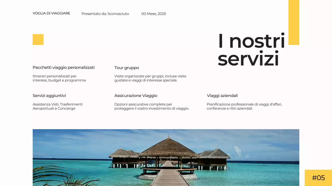 Bianco Giallo Moderno Semplice Minimale Presentazione Agenzia Viaggi Campagna Pubblicitaria