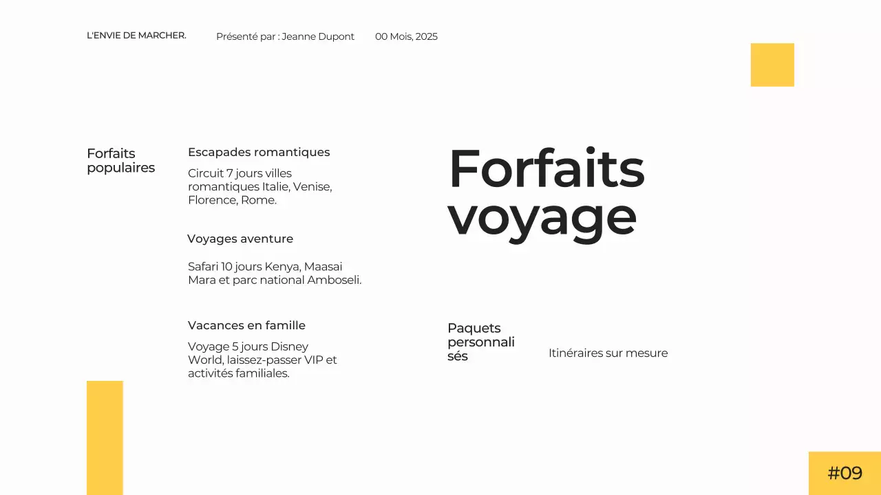 Blanc Jaune Moderne Simple Minimal Présentation Agence de Voyage Campagne Publicitaire