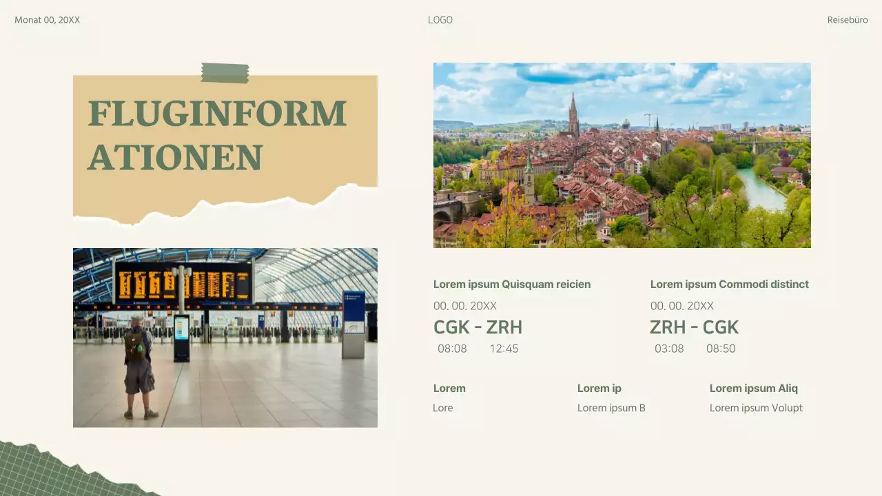 Grün Beige Retro Collage Reiseplan Reiseroute