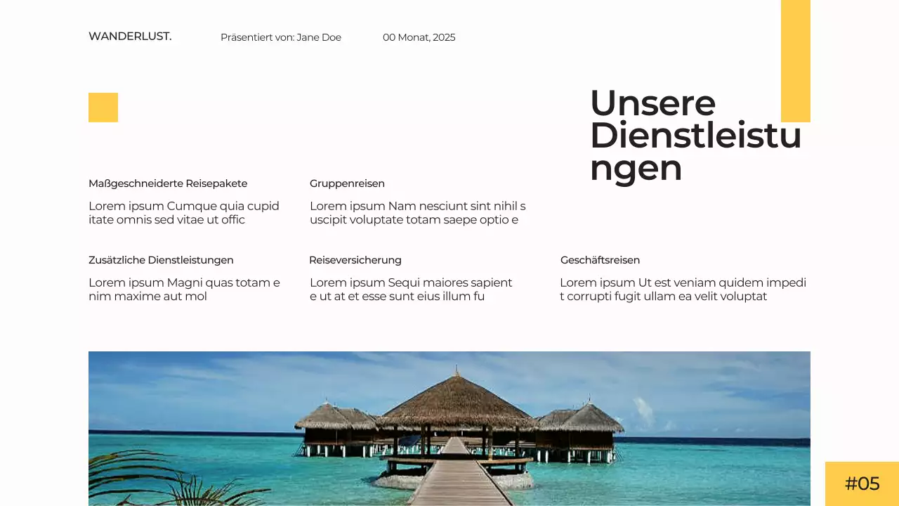 Weiß Gelb Modern Einfach Minimal Reisebüro Präsentation Werbekampagne