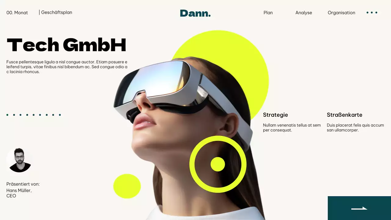 Elfenbein Neon Grün Einfach Modern UI Business Plan